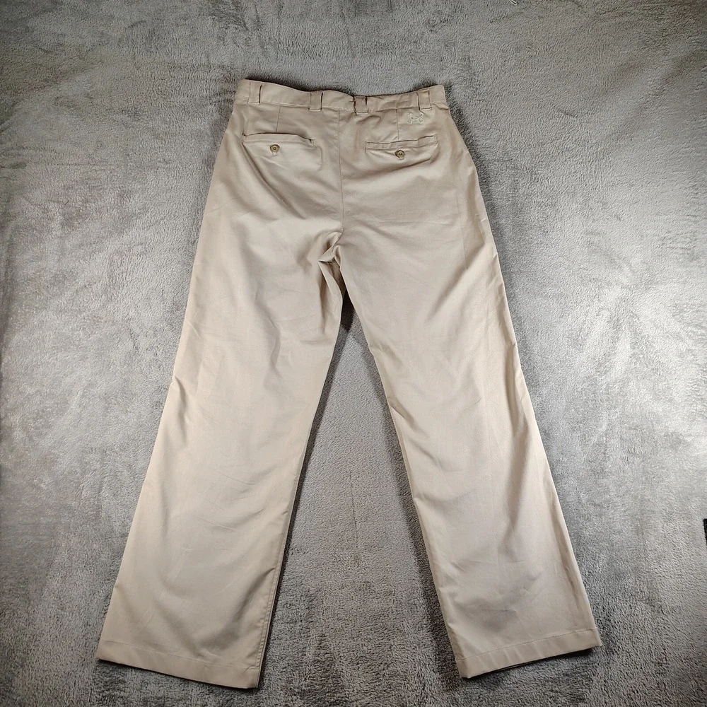Under Armour Pants Mens 34x32 Khaki Performance Golf Chinos Stretch Casual Pleat